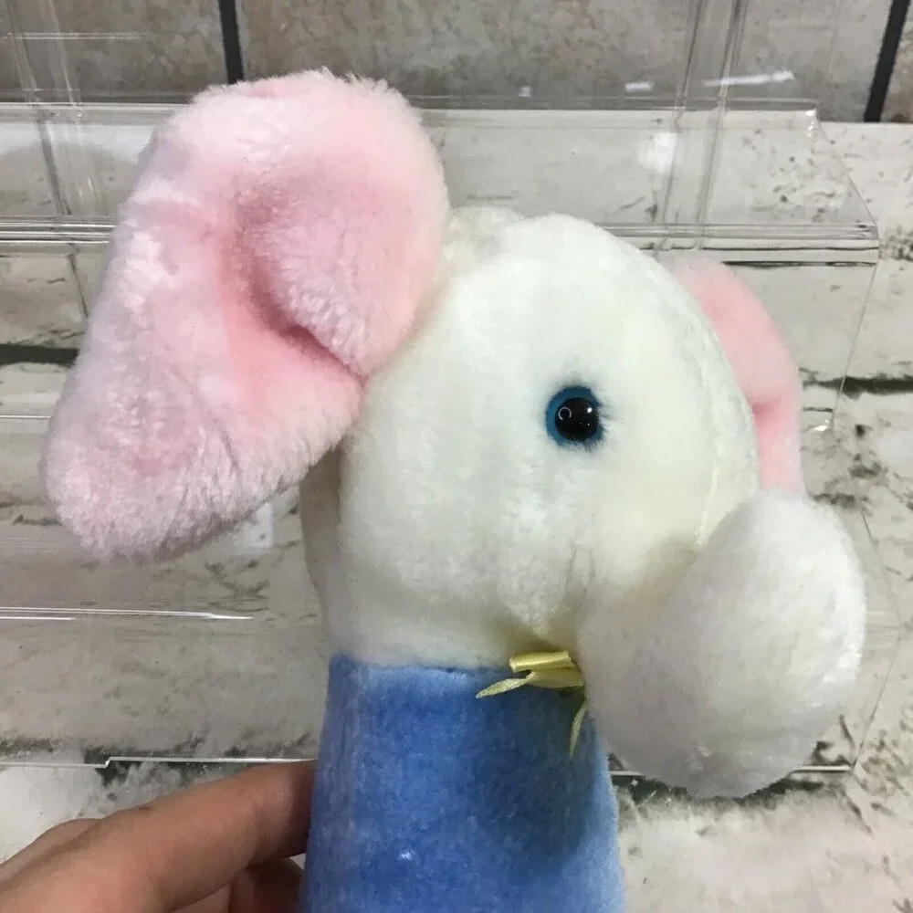 Vintage Eden Toys Plush Elephant Baby Rattle Soft Sensory Collectible‎ Toy